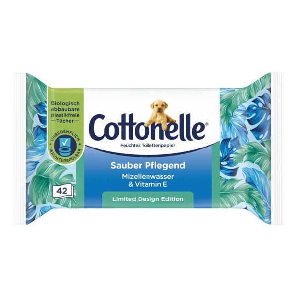 Cottonelle vochtig toiletpapier schoon Zorgzaam 1-laag, wit - 42 doekjes