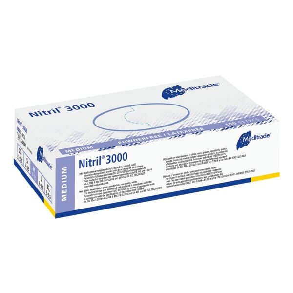 100 MEDITRADE wegwerphandschoenen Nitril® 3000 Nitril, Maat M wit 100 MEDITRADE wegwerphandschoenen Nitril® 3000 Nitril, Maat M wit