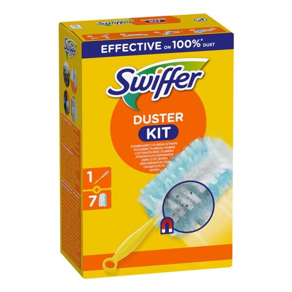 Swiffer Stofmop Duster Staubmagnet starterset steel + 7 doeken