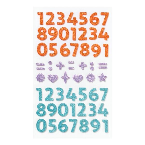 folia Schuimrubber glitterstickers Numbers