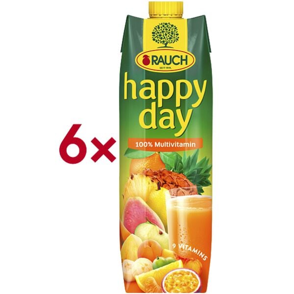 happy day Pak met 6 vruchtendrankjes 100% Multivitamin 1 liter