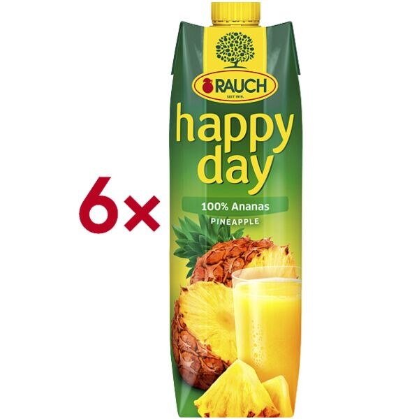 happy day Pak met 6 vruchtendrankjes 100% Ananas 1 liter