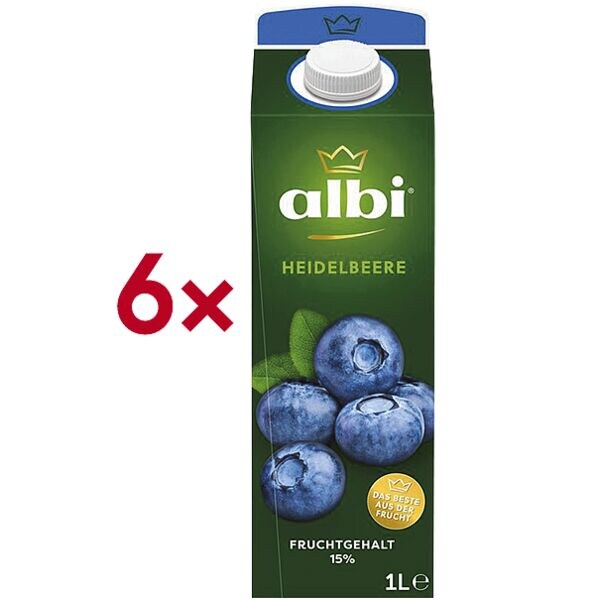 Albi Pak met 6 vruchtendrankjes Heidelbeere 1 liter