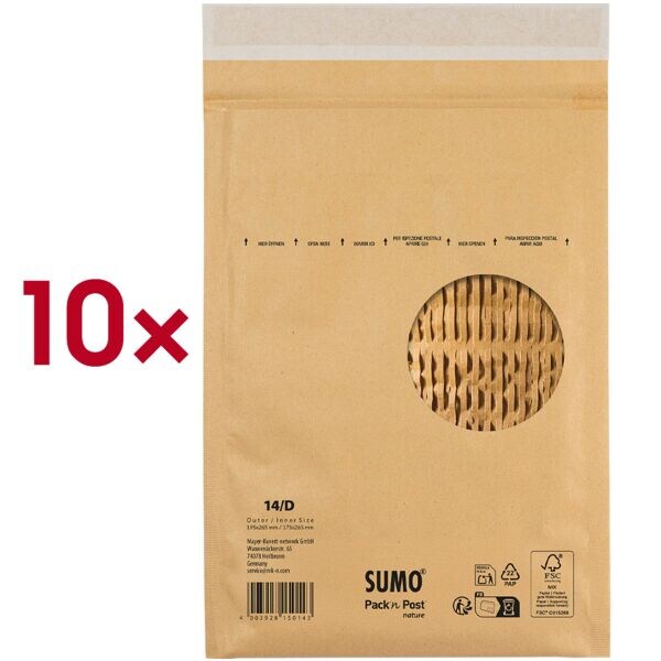 Mailmedia 10 zak-enveloppen van papier SUMO® SU1514, 19,5x26,5 cm
