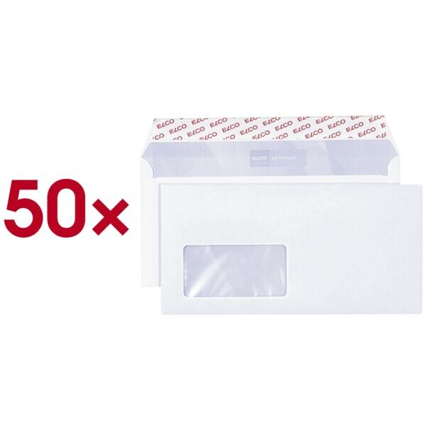 Enveloppen ELCO Office, C5/6 80 g/m met venster, zelfklevend met beschermstrip - 50 stuk(s) 11,4/-/16,2 50 enveloppen