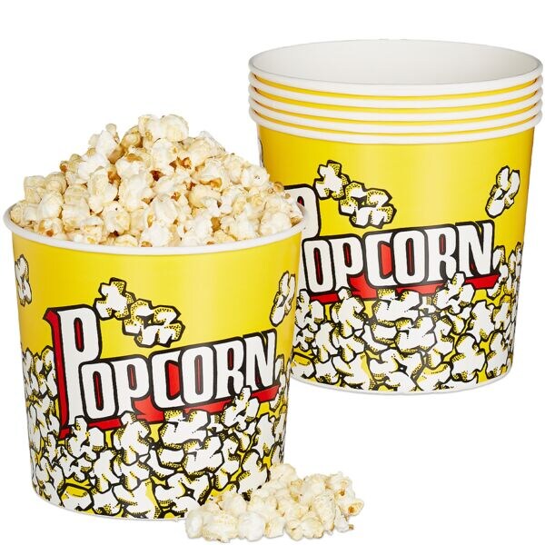 relaxdays Set van 6 herbruikbare popcornemmers