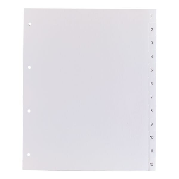 OTTO Office tabbladen, A4 extra breed, 1-12 12-delig, grijs, kunststof