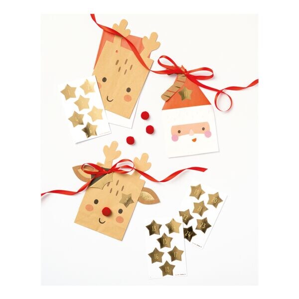 folia 24-delige set adventkalenderstickers �Stars Gold�