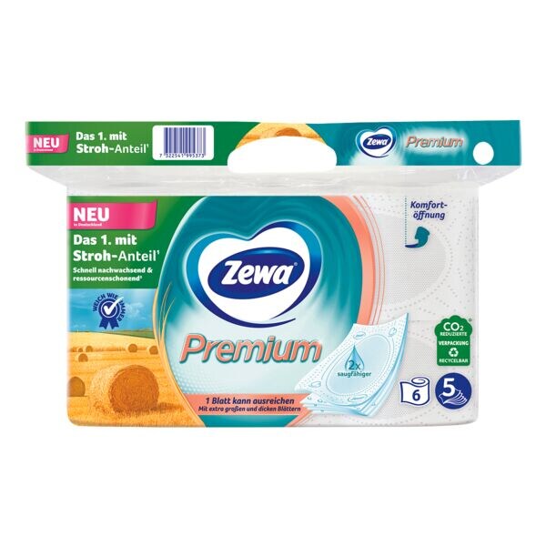 Zewa Toiletpapier Premium 5-laags, wit - 6 rollen (1 pak à 6 rollen)