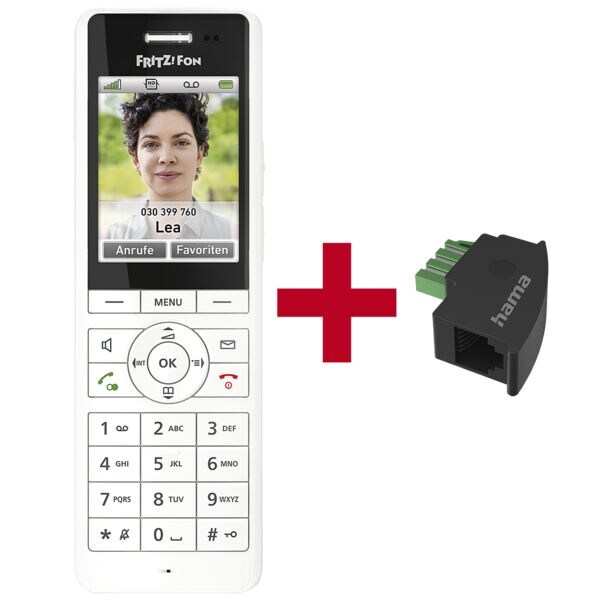 AVM Draadloze telefoon FRITZ!Fon X6 wit incl. telefoonadapter TAE-U-stekker-modulaire koppeling
