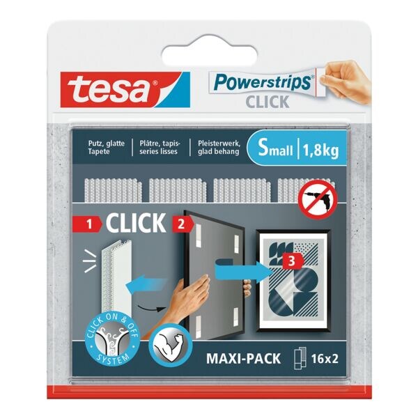 tesa Powerstrips CLICK small 1,8 kg 16 x 2 stuks