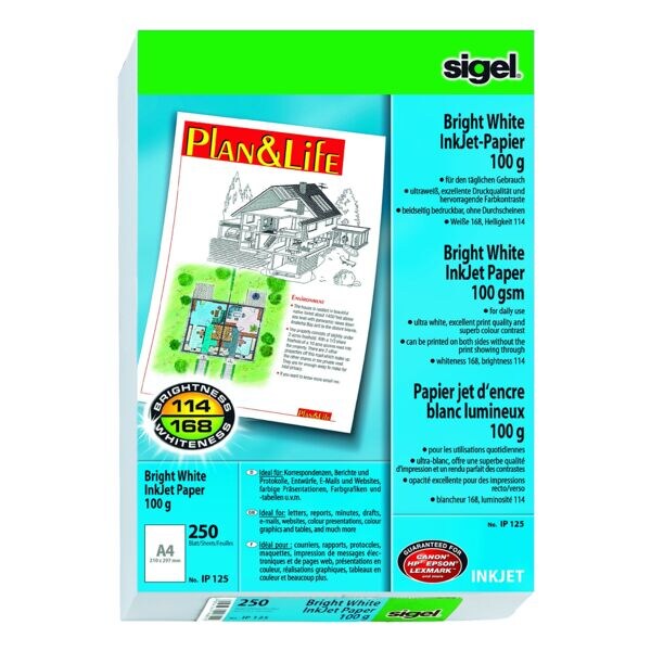 Inkjet-papier A4 SIGEL Bright White - 250 bladen (totaal)