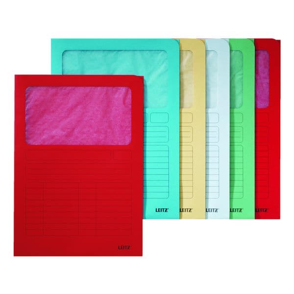 LEITZ Pak met 100 insteekhoesjes 3950 gekleurd (5 kleuren)