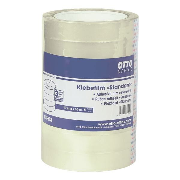 OTTO Office Plakband standaard, transparant, 8 stuk(s), 19 mm / 66 m