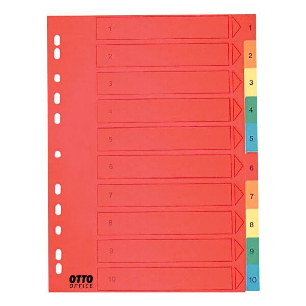 OTTO Office Premium tabbladen, A4, 1-10 10-delig, meerkleurig, gerecycleerd karton
