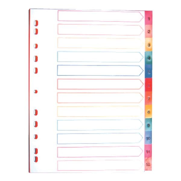 OTTO Office tabbladen, A4, 1-12 12-delig, meerkleurig, kunststof