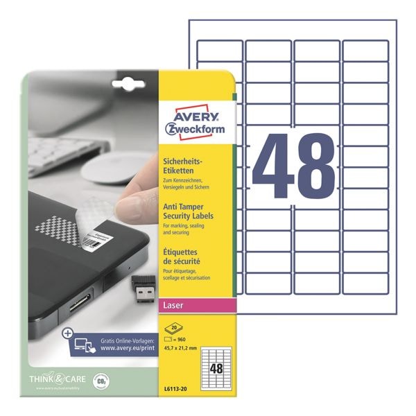 Avery Zweckform Pak van 960 veiligheidsetiketten L6113-20