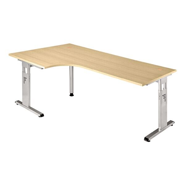 HAMMERBACHER Hoekbureau OS82 O-Line 200 cm, L-onderstel wit-aluminium
