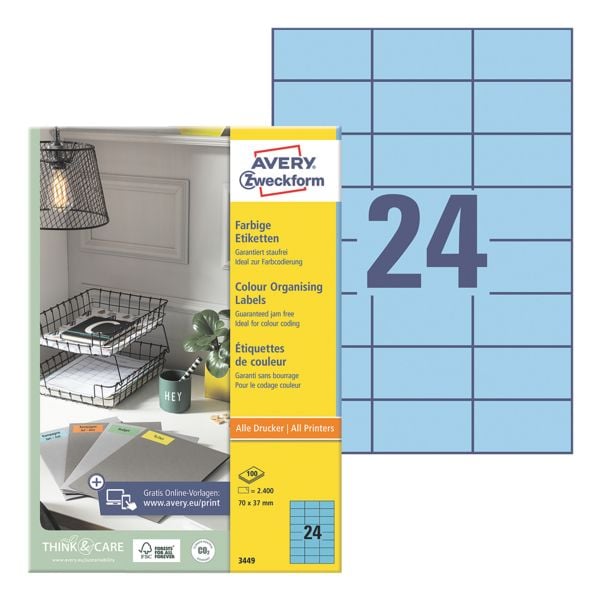 Avery Zweckform Pak van 2400 gekleurde etiketten