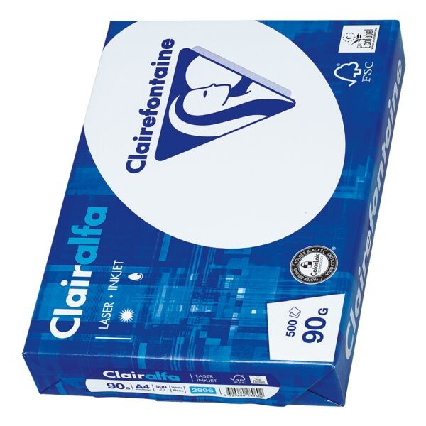 Multifunctioneel printpapier A4 Clairefontaine Clairalfa 2896 - 500 bladen (totaal), 90g/m
