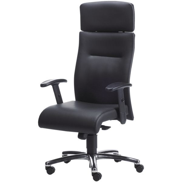 Nowy Styl Neo leren directiestoel, zwart, met armleuningen