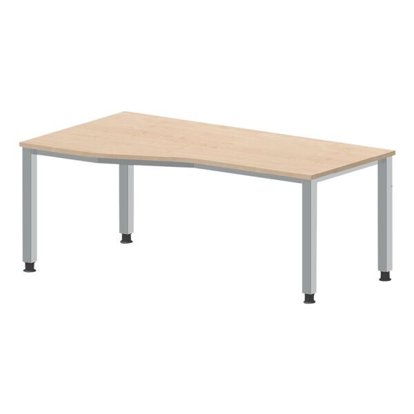 HAMMERBACHER Bureau QS18 Q-Line 180 cm, 4 poten alu-zilver