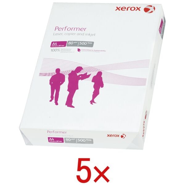 5x Kopieerpapier A4 Xerox Performer - 2500 bladen (totaal), 80g/qm