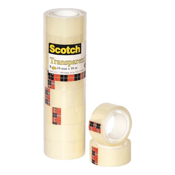 Scotch Plakband 550, transparant/stevig plakkend, 8 stuk(s), 19 mm / 10 m Scotch Plakband 550, transparant/stevig plakkend, 8 stuk(s), 19 mm / 10 m