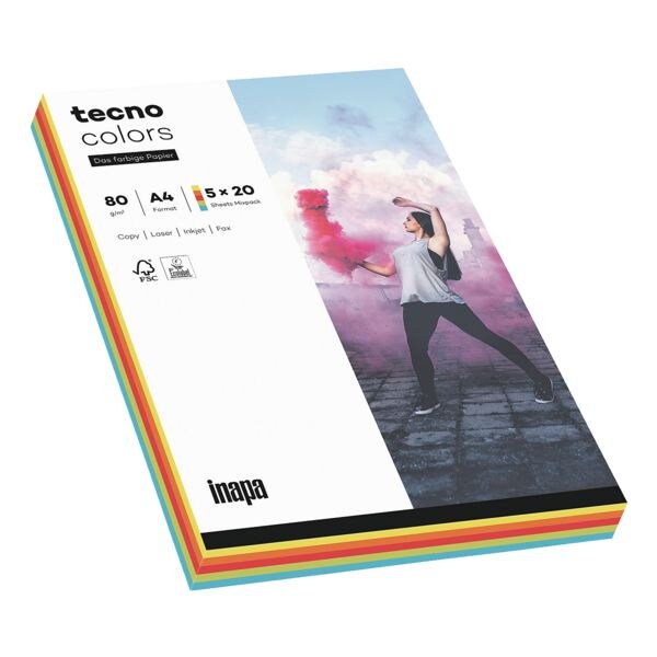 Multifunctioneel printpapier A4 Inapa tecno Rainbow / tecno Colors - 100 bladen (totaal)