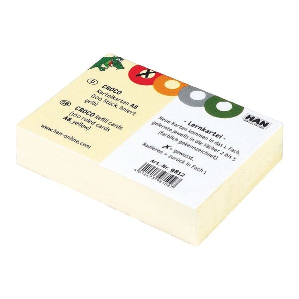 HAN Leerkaartjes indexkaarten CROCO A8 liggend, gelinieerd