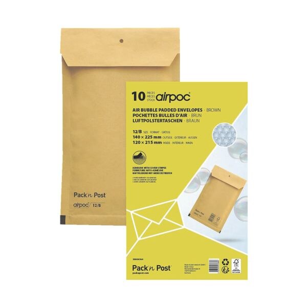 Mailmedia 10 stuk(s) zak-enveloppen met luchtkussentjes airpoc, 14x22,5 cm, in kleinverpakking