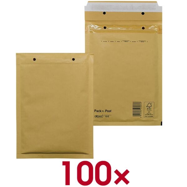 Mailmedia 100 stuk(s) zak-enveloppen met luchtkussentjes airpoc, 17x22,5 cm, in grootverpakking