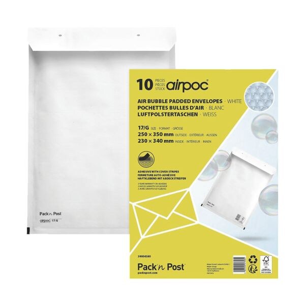 Mailmedia 10 stuk(s) zak-enveloppen met luchtkussentjes airpoc, 25x35 cm, in kleinverpakking