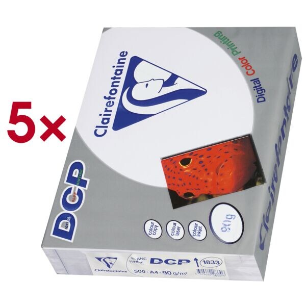 5x Papier voor kleurenlaserprinters A4 Clairefontaine DCP - 2500 bladen (totaal)