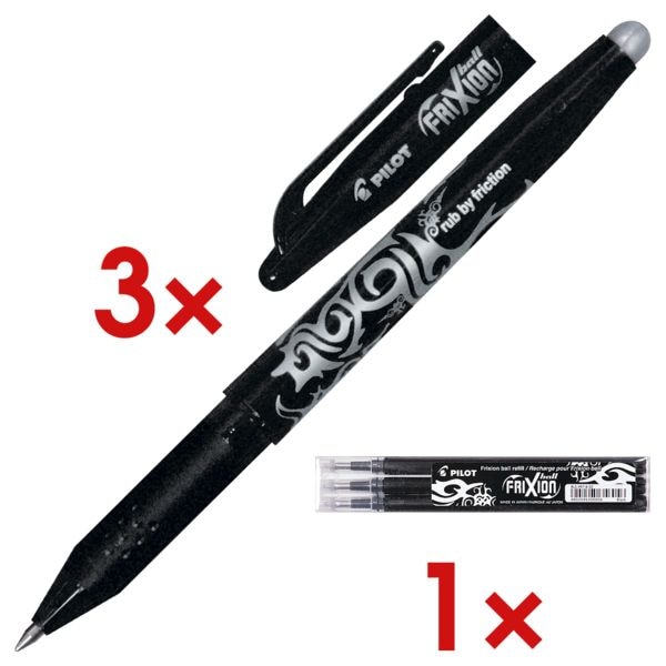 3x Rollerbalpen Pilot FriXion Ball 0.7, uitgumbaar incl. Pak met 3 rollerballvullingen »Frixion«