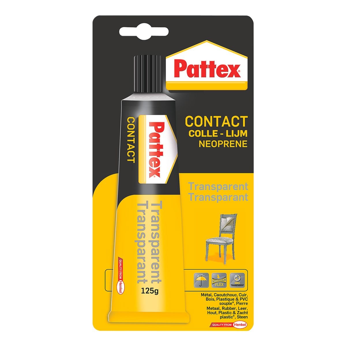Pattex Colle contact  Transparent , 125 g