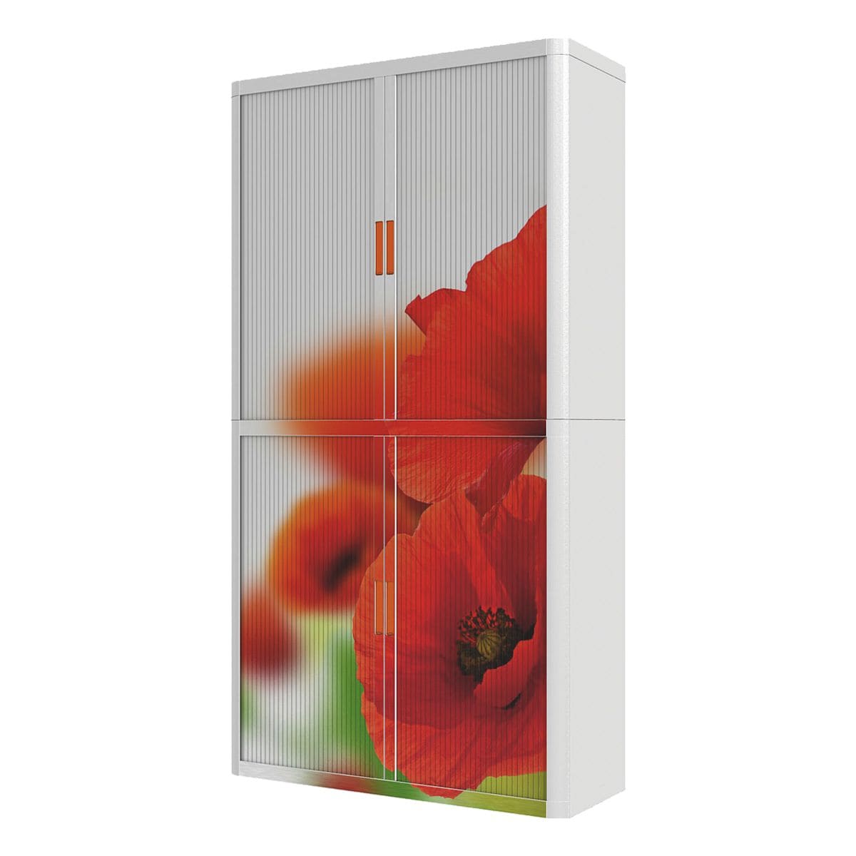 easyOffice Armoire  rideaux fleurs rouges (3028C) verrouillable, 110 x 204 cm