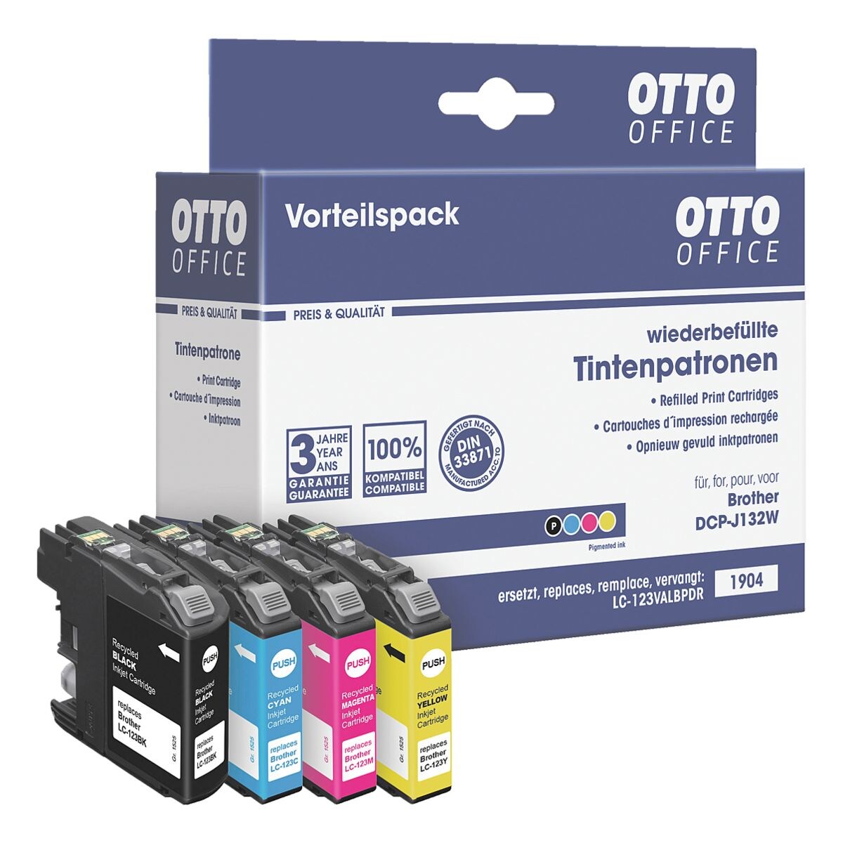 OTTO Office Lot de 4 cartouches d'encre quivalent Brother  LC123BK / LC-123C / LC-123M / LC-123Y 
