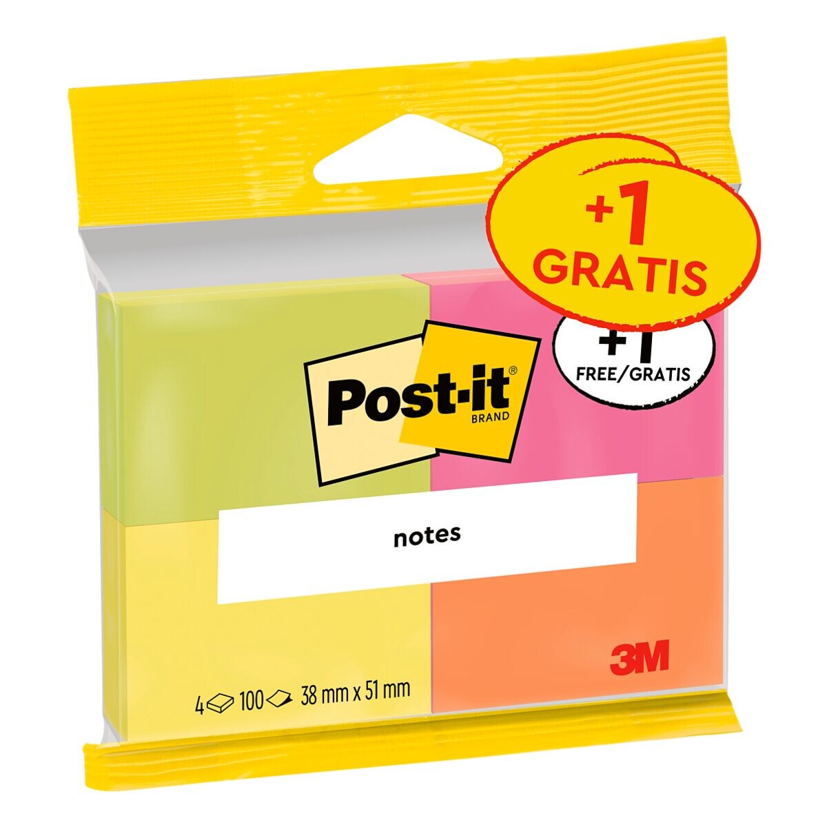 4x Post-it Notes bloc de notes repositionnables Notes 6812P 5,1 x 3,8 cm, 400 feuilles au total, couleurs assorties