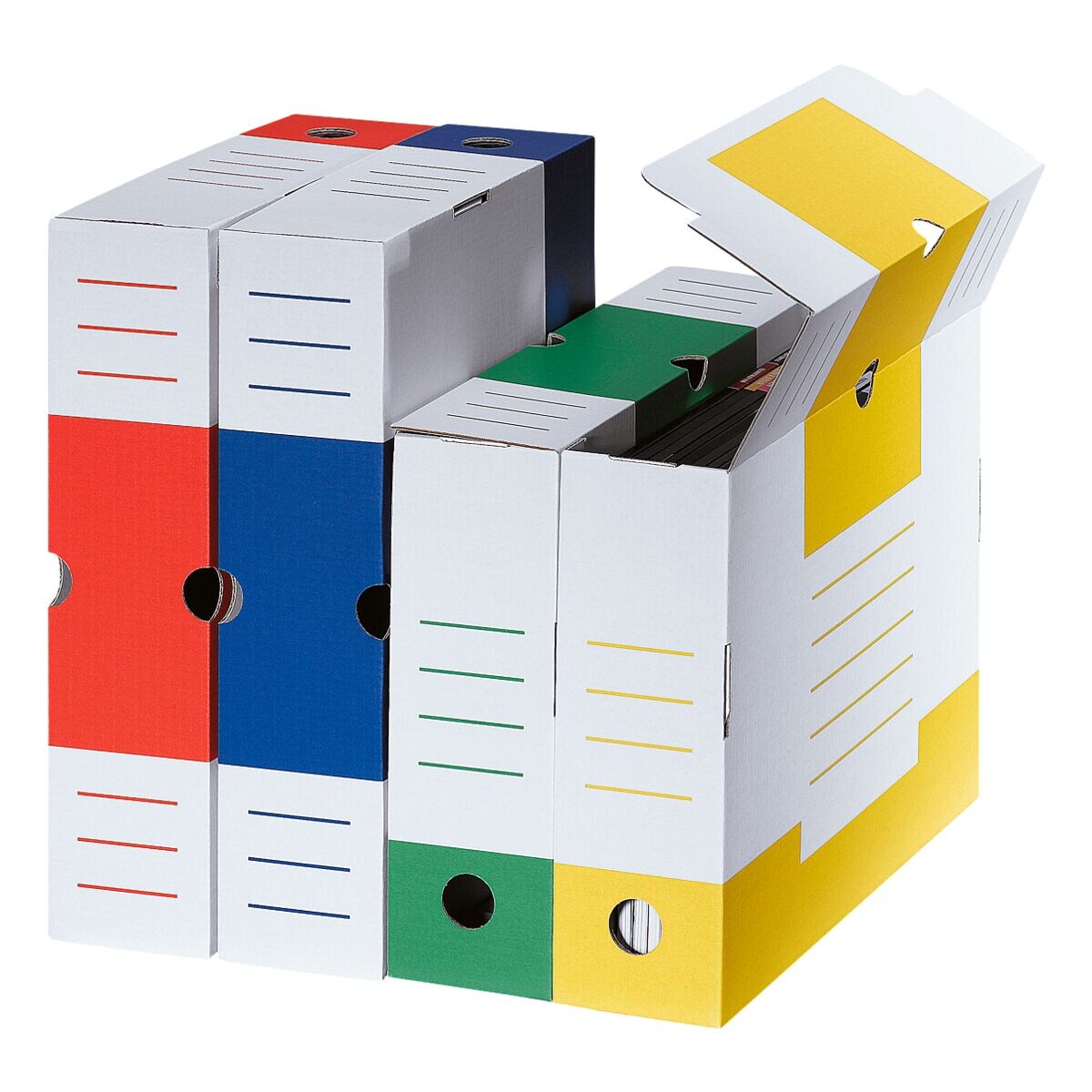 cartonia Boîtes à archives « Color » 8,3 cm large et triées par couleur - 8 pièces