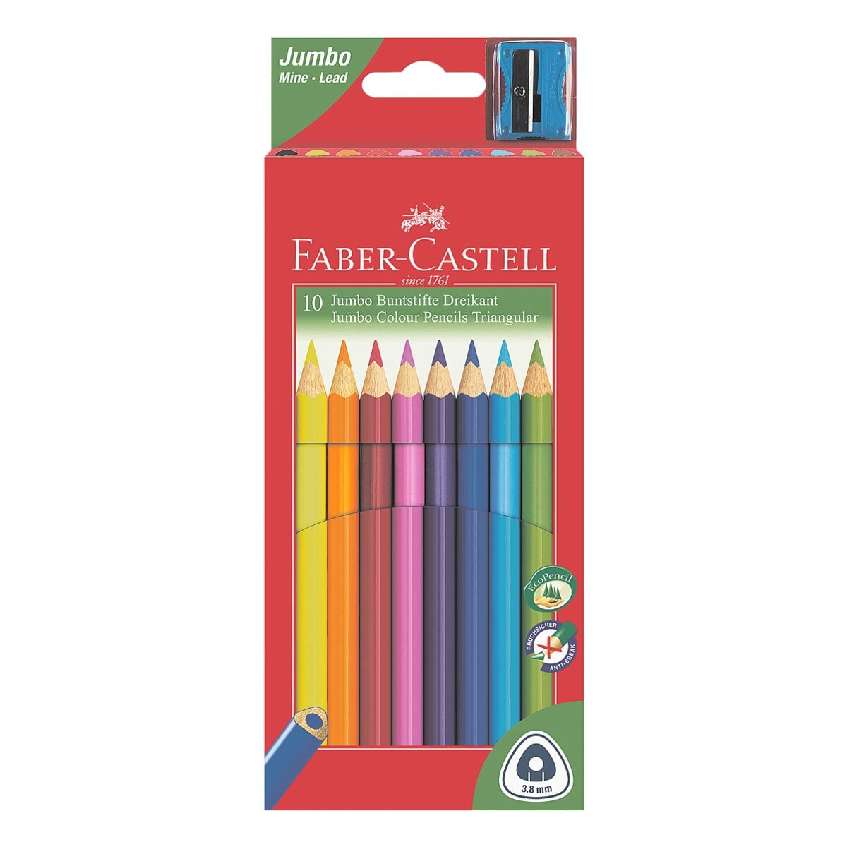 Faber-Castell Paquet de 10 crayons de couleur  Triangular Jumbo 