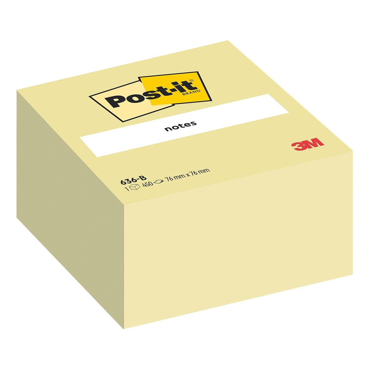 Post-it Notes Bloc-notes repositionnables « Notes 636B » jaune 76x76 mm 450 feuilles