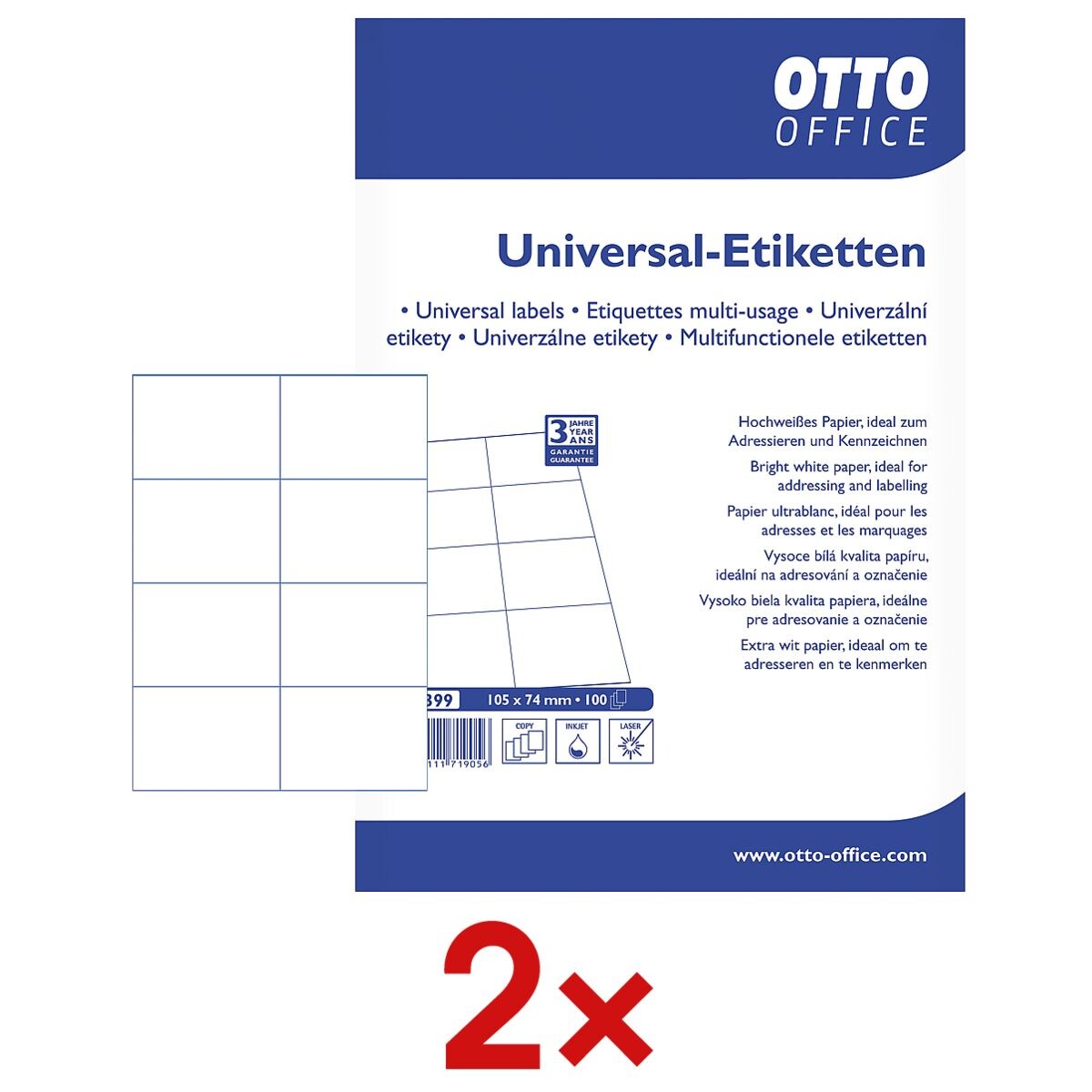 OTTO Office 2x paquet de 800 tiquettes universelles