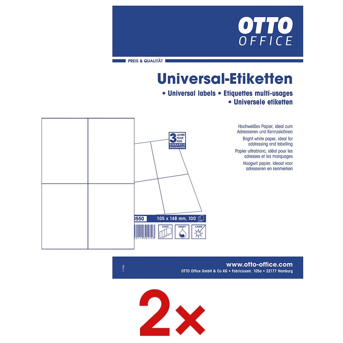 OTTO Office 2x paquet de 400 tiquettes universelles