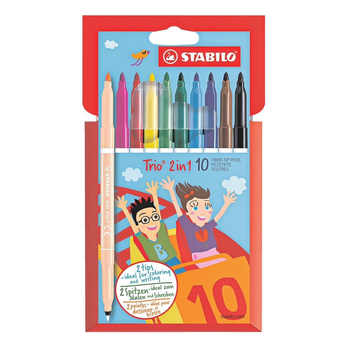 STABILO Paquet de 10 crayons doubles  Trio® 2in1 
