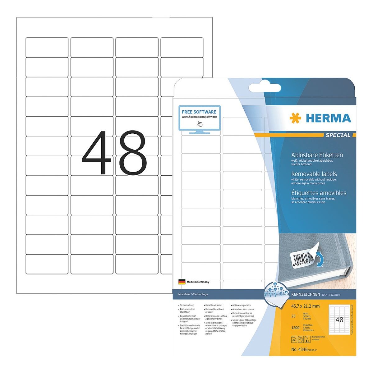 Herma 1200 paquets d’étiquettes détachables