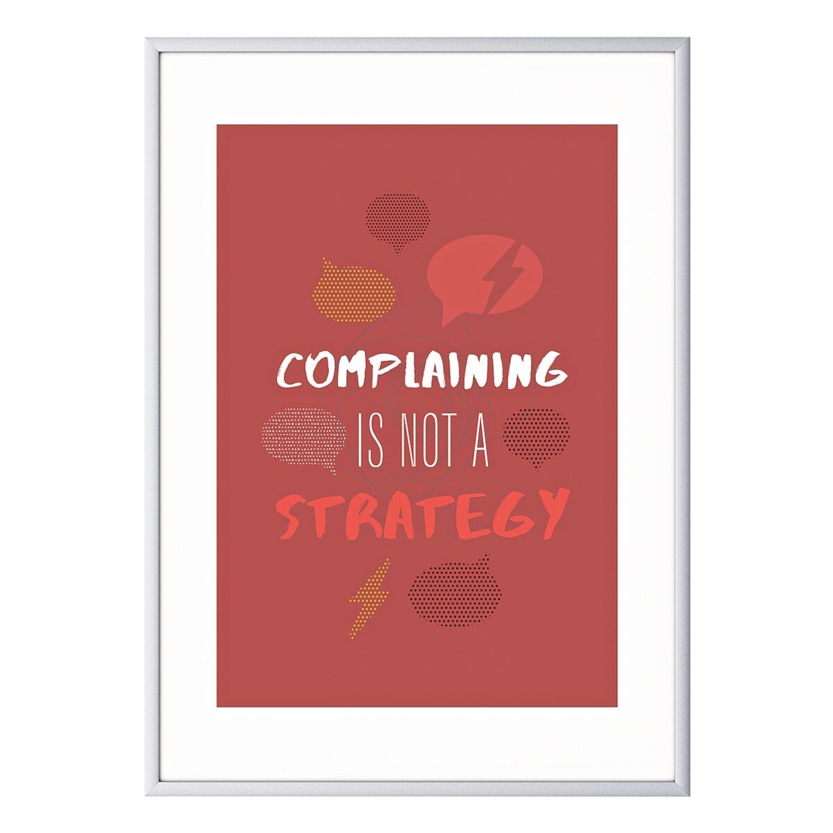 Paperflow Cadre décoratif mural « Complaining is not a strategy » cadre argenté