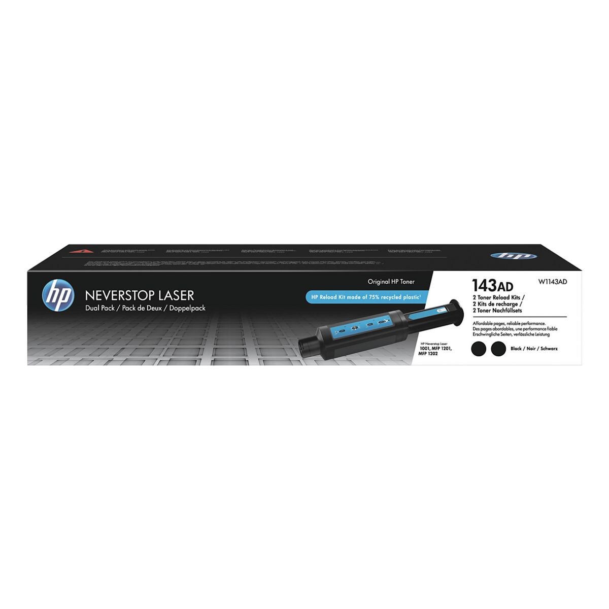 HP Paquet de 2 toners « Neverstop Reload Kit » HP 143AD noir