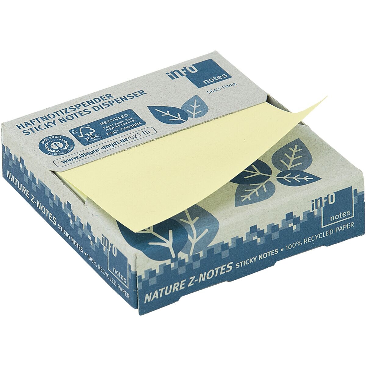 inFO distributeur de notes repositionnables recyclé avec Z-Notes, 100 feuilles au total