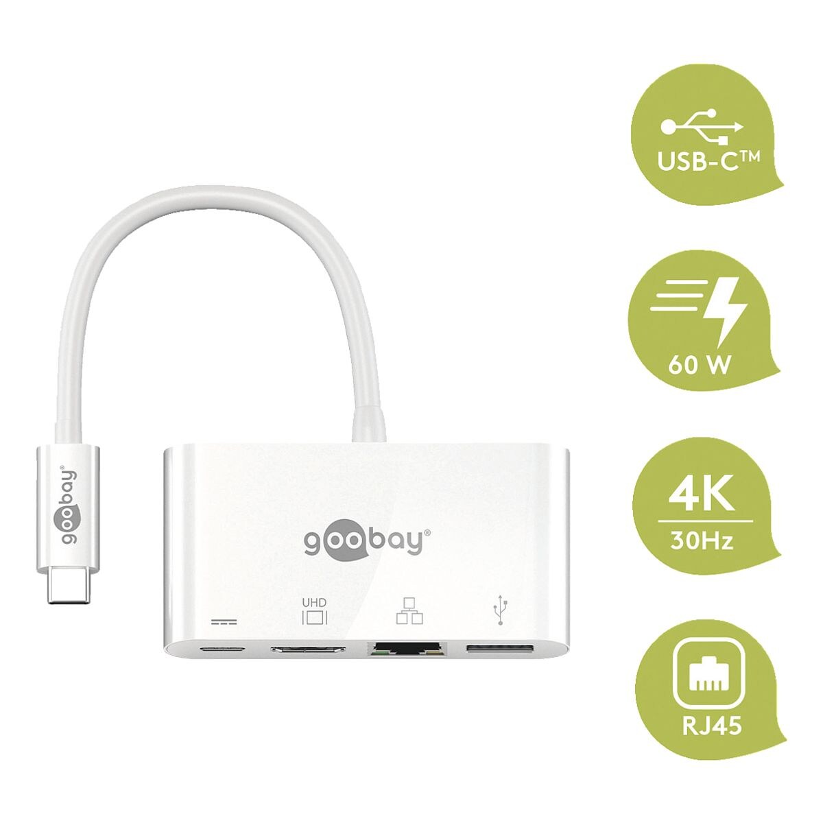 goobay Adaptateur multiport USB-C vers HDMI / USB-A / LAN
